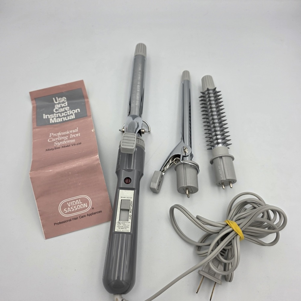 Vintage 80's Vidal Sassoon Misty Tone Blue VS-139 Dual Curling Brush Iron System